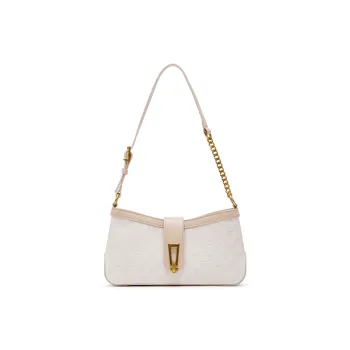 Staccato Cow Leather Shoulder Bag Medium Size Women's Classical Style Ecru