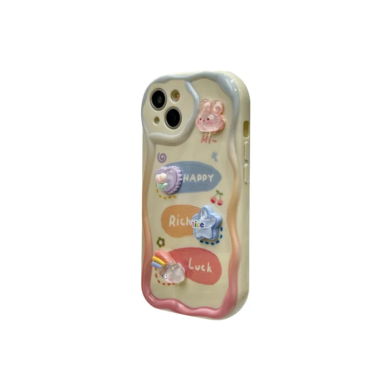 Sopi TPU Material Pink Blue Edge Text Chain Phone Cases Compatible With IPhone 15 Pro Max/Apple 13/14 Pro Max/12 Series-2