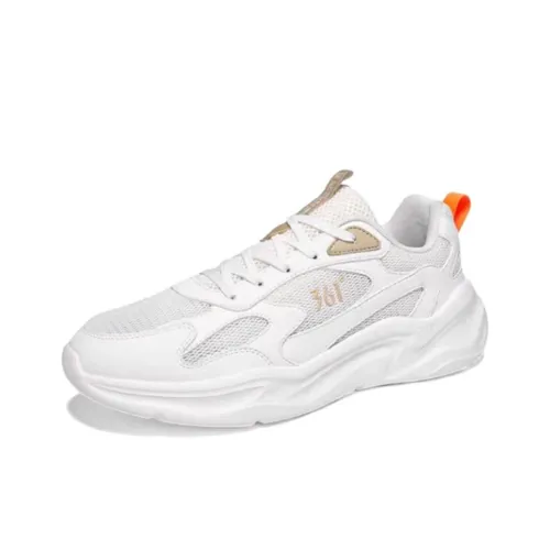 361° Durable Breathable Lightweight Low-Top Casual Running Shoes Men's White Brown