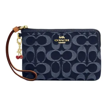 COACH Fabric Clutch Small Size Unisex Denim Blue