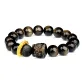 Gold Sheen Obsidian Lion Sterling Silver Running Ring Beaded Bracelet