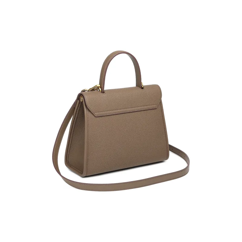 PIERRE CARDIN Top Grain Cow Leather Shoulder Bag, Crossbody Bag, Handbag Regular Women's Elephant Gray/Black-3
