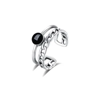 WINY 925 Sterling Silver Rings Women's Black