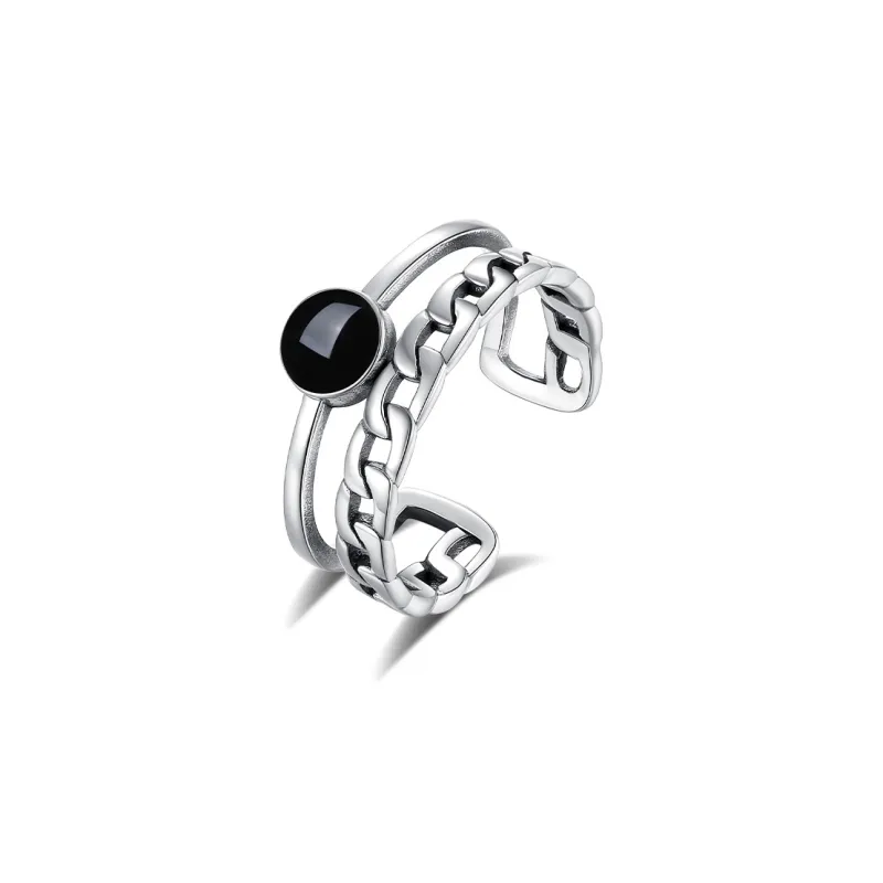 WINY 925 Sterling Silver Rings Women's Black-0