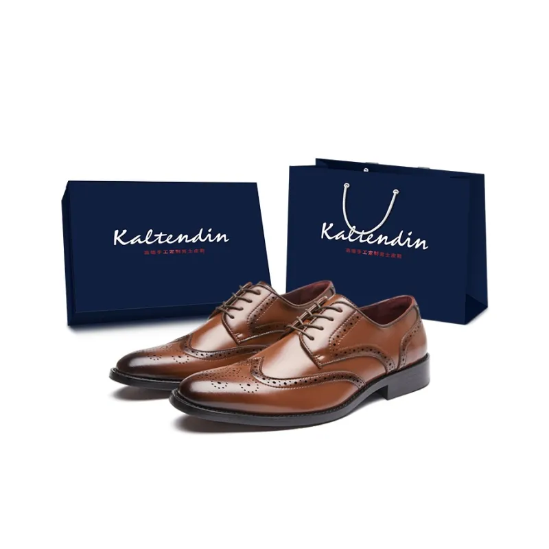 Kaltendin Cow Leather Brocade Embroidery Trendy Fashion Elegant Gentleman Elegance Dress Shoes Men's-5