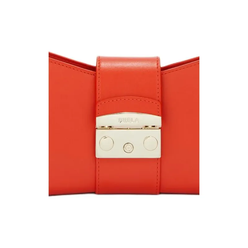Furla Metropolis Collection Leather Handbag Shoulder Bag Women's Red-3