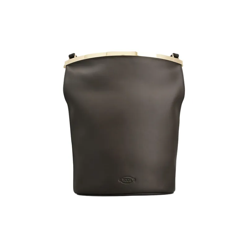TOD'S Cow Leather Bucket Bags Crossbody Bag, Shoulder Bag Small Size Women's Brown-0