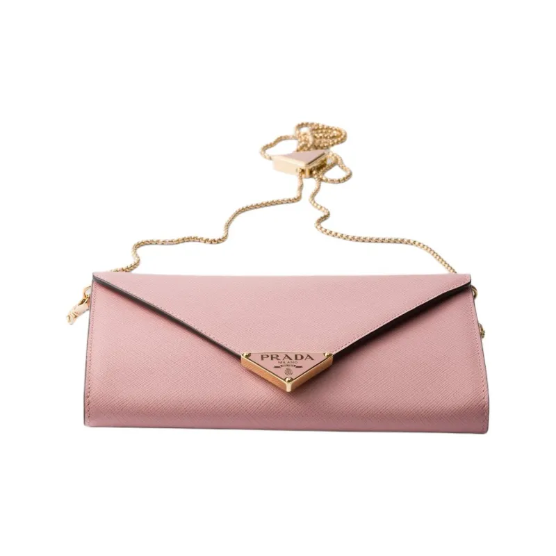 PRADA Calfskin Shoulder Bag Mini Women's Peach Pink-3
