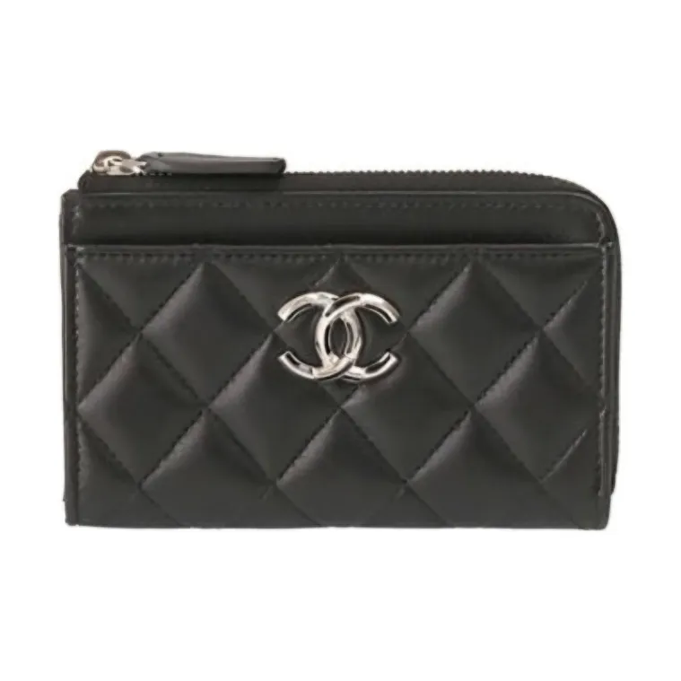 CHANEL Lambskin Card Holder Women's Black-0