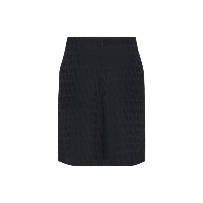 Valentino All Over Logo Patterned Bermuda Shorts-1