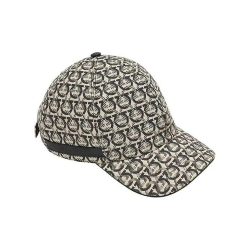 FERRAGAMO Calfskin Baseball Caps Men's Beige-2