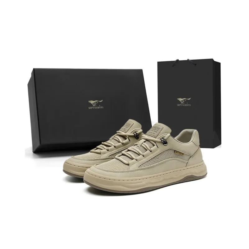 SEPTWOLVES Anti Slip And Wear Resistant Height Increasing Low Top Skateboard Shoes Men's-0