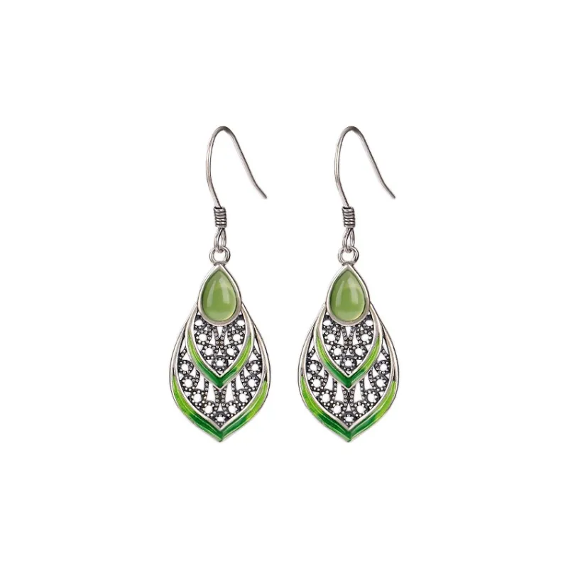 Royal Heaven's Choice Hetian Jade Earrings Jasper Unisex-0