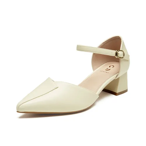 JOSINY Chunky Heel High Heels Women's Ecru