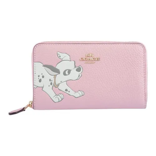 COACH Disney Collaboration Accordion Zip Recycled Glove Tanned Leather Wallet Womens Beige
