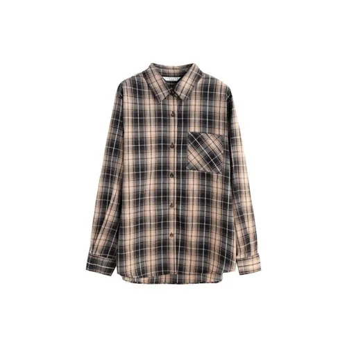Tonlion Shirt Women's Yellow Black Plaid