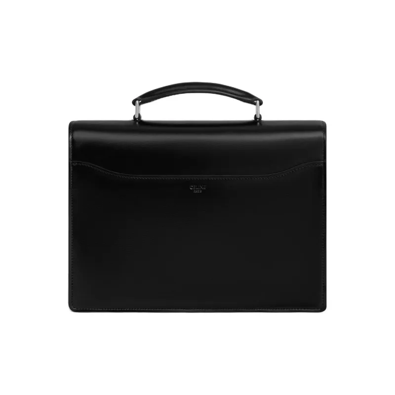 CELINE Triomphe Calfskin One Shoulder Handbags Small Size Men's Black-2