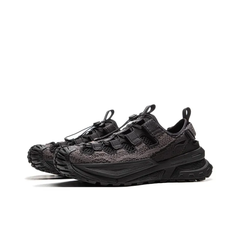 LiNing CF Tracing Non slip Wear resistant Shock Absorption Low Top Trekking Shoes Unisex Black Gray-2