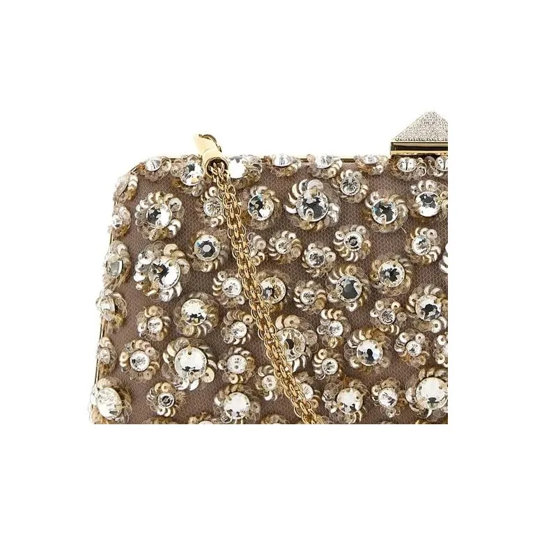 Valentino GARAVANIRockstud Fabric One Shoulder Crossbody Clutches Women's Beige-4
