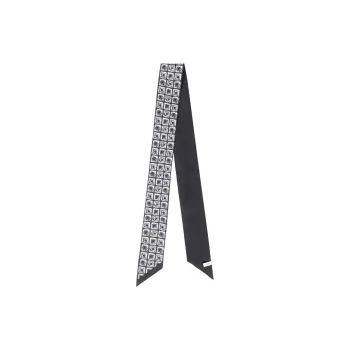 FERRAGAMO Silk Scarves Women's Black White