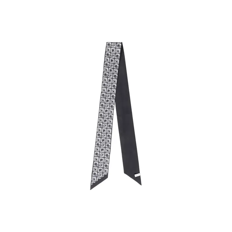 FERRAGAMO Silk Scarves Women's Black White-0