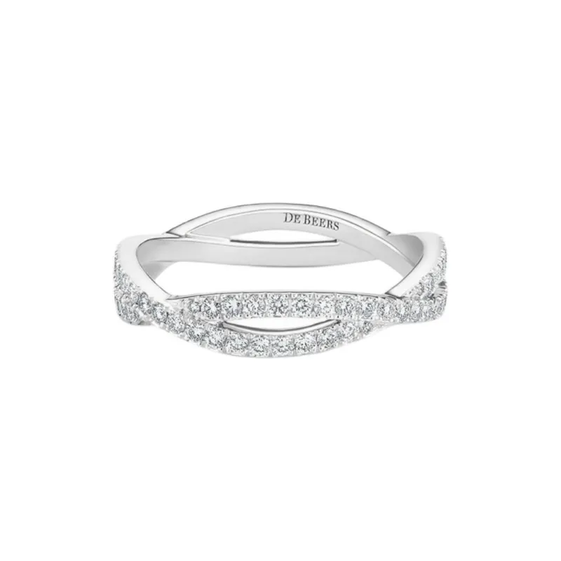 De Beers 18kt White Gold Infinity Full pavé Diamond Band Ring-0
