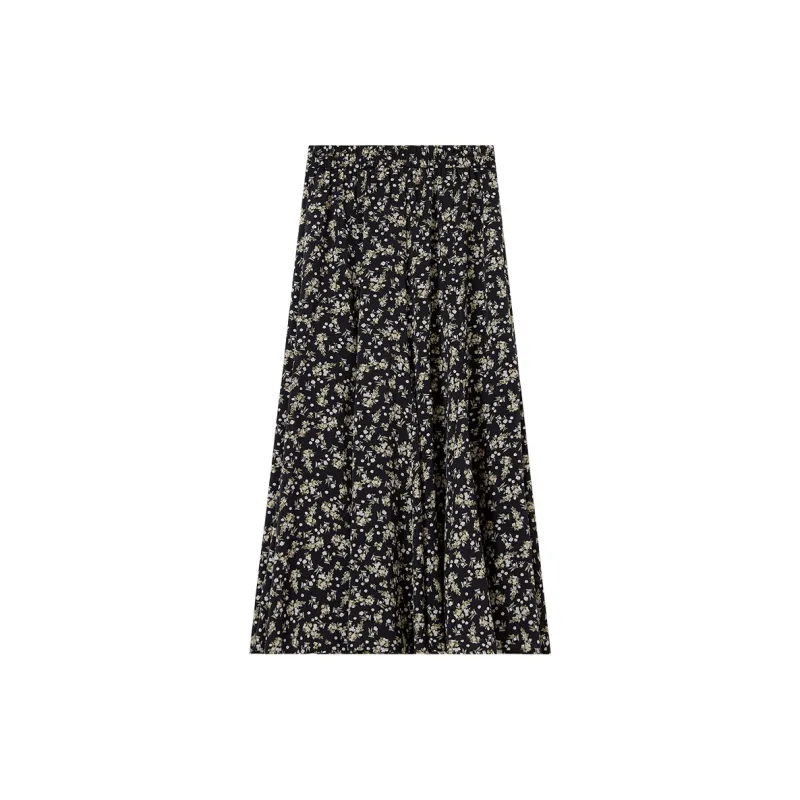 SENTUBILA Casual Long Skirts Women's Black Background Multicolor-4