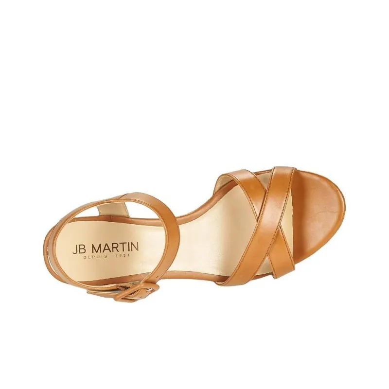 JB MARTIN Querida One Strap Sandals 8cm Women's Brown-5