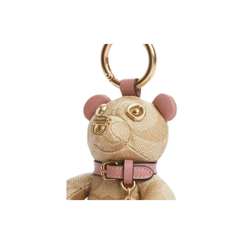 COACH Canvas Bag Accessory Women's Gold & Light Khaki & Pink-1