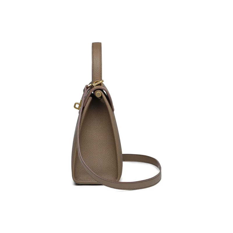 PIERRE CARDIN Top Grain Cow Leather Shoulder Bag, Crossbody Bag, Handbag Regular Women's Elephant Gray/Black-2