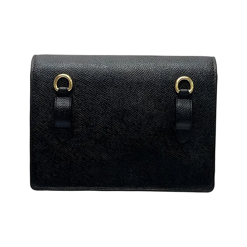 COACH Foldover Cross Grain Leather Shoulder Bag, Crossbody Bag, Fanny Pack Trumpets Women's Black-2