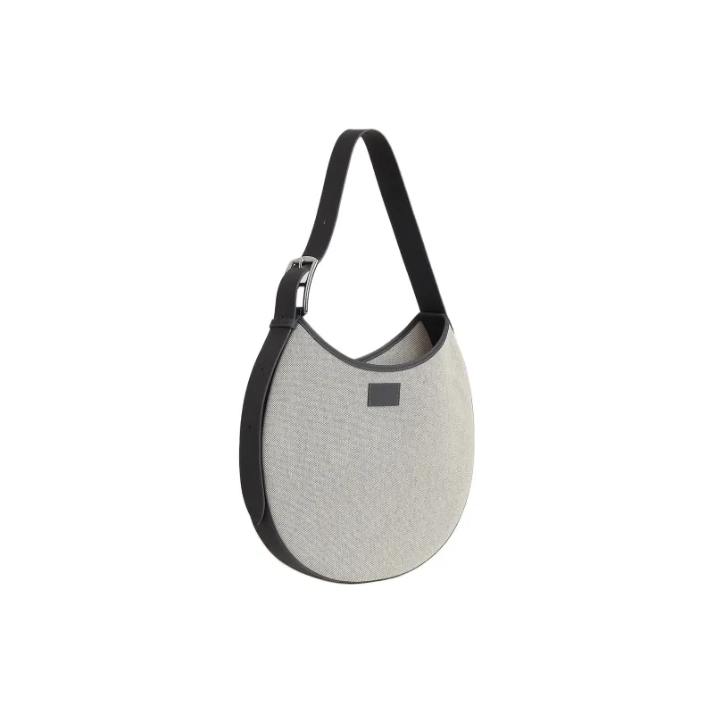 HERMES Arcon Canvas With Swift Calfskin Crescent Bag, Handbag, Shoulder Bag Women's Light Beige & Slate Gray-2