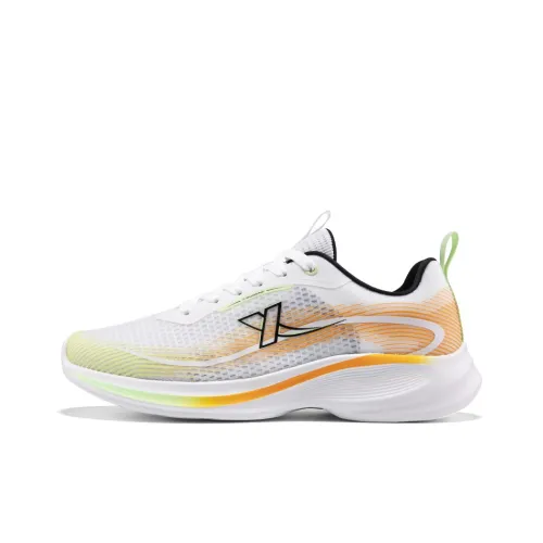 XTEP ZhuiFeng Slip Resistant Lightweight Abrasion Resistant Low Top Sprint Running Shoes Men's White Green Orange