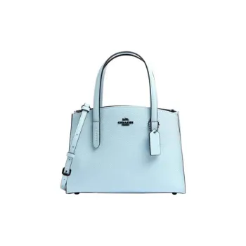 COACH Charlie Polished Textured Leather Tote Bag Shopping Bag Handbag Shoulder Bag Large Size Women's Light Blue