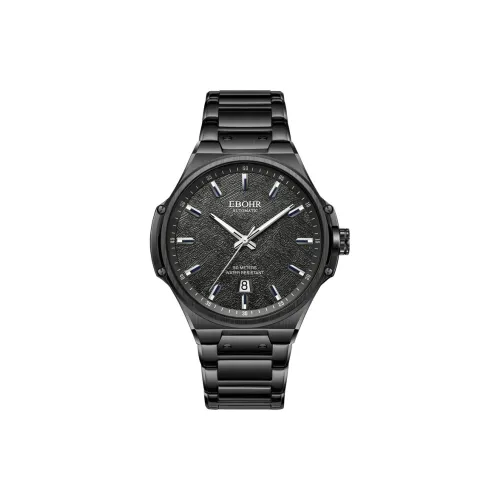 EBOHR Explorer Collection Mechanical Movement Stainless Steel Strap Watch Men's Watches Black Dial 21088218