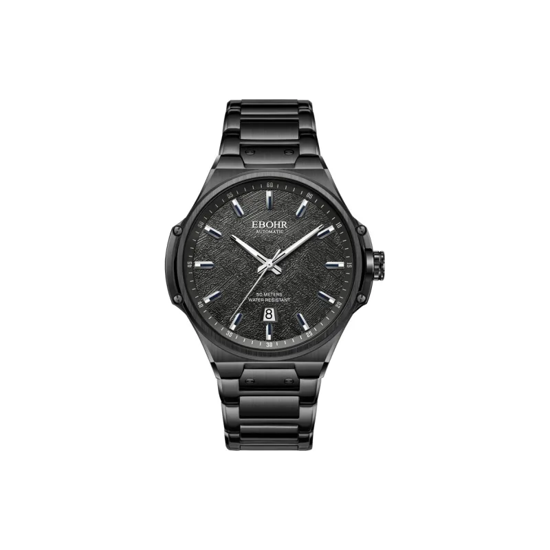 EBOHR Explorer Collection Mechanical Movement Stainless Steel Strap Watch Men's Watches Black Dial 21088218-0