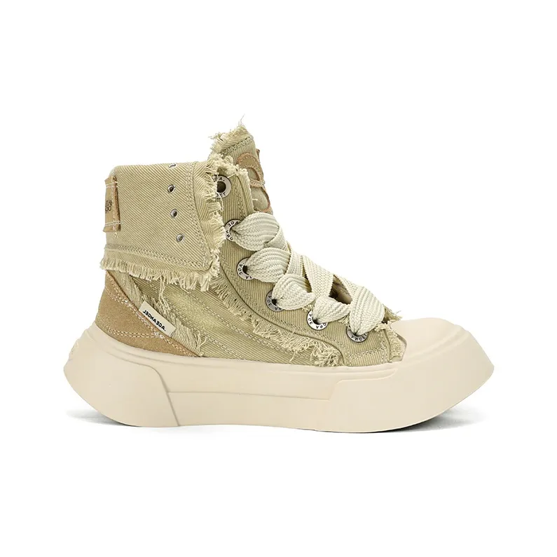 AGE ANGEL MEMENTO Wear-Resistant Height Increasing High-Top Canvas Shoes Women's Khaki-1