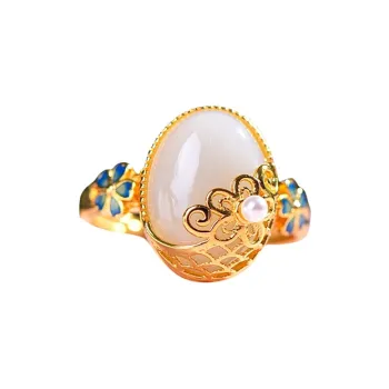 Jade Ink Love Hetian Jade Rings White Jade Unisex