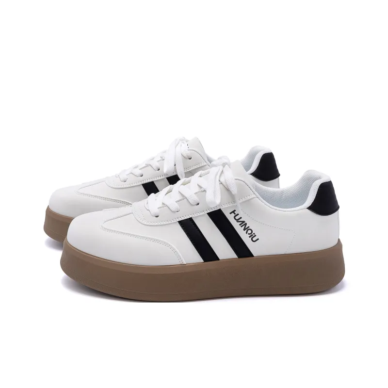 HUANQIU Height Increasing Cushioning Low Top Skateboard Shoes Men's White Black-1