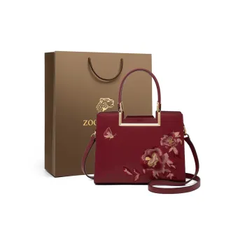 ZOOLER Elegant Cow Leather Shoulder Bag, Crossbody Bag Medium Size Women's Elegant White/Cream White/Forbidden City Red