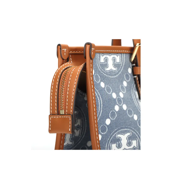 TORY BURCH Fabric Tote Bag, Shopping Bag, Shoulder Bag, Handbag Trumpets Women's Gray & Multicolor-4