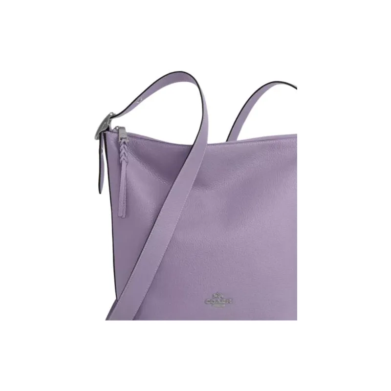 COACH ValeDuffle Leather Bucket Bag, Shoulder Bag, Crossbody Bag Medium Size Women's Silver & Light Purple-3