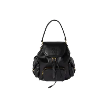 MIU MIU Calfskin Backpack Unisex Black