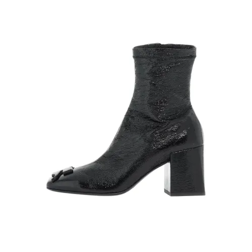 COURREGES Zip Detailed Square Toe Ankle Boots Women's