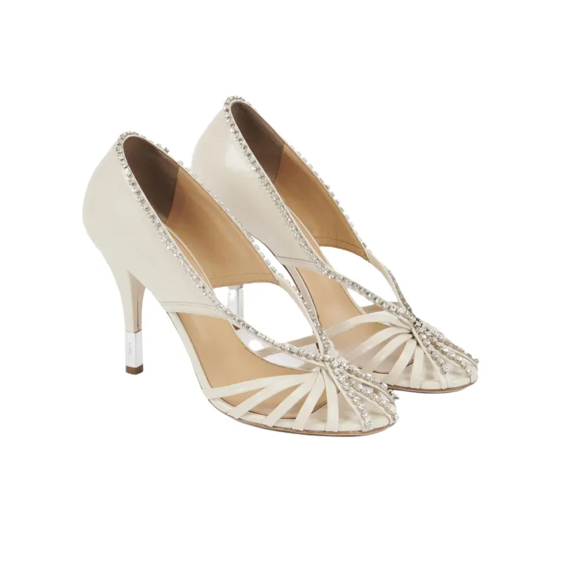 Chloe Leonie Slim Heel High Heels 9cm Women's Ecru-2