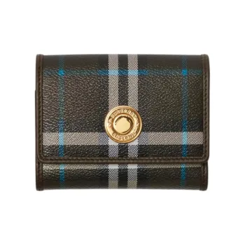 Burberry Polyurethane Wallet Small Size Women's Chocolate Brown