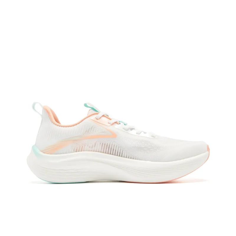 QIAODAN Light Speed 5.0 Cushioned Slip-Resistant Abrasion-Resistant Low-Top Casual Running Shoes Women's White Pink-1