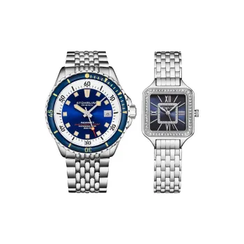 STUHRLING Wrist Watch Automatic Mechanical Movement Stainless Steel Strap 42mm Blue Dial Unisex