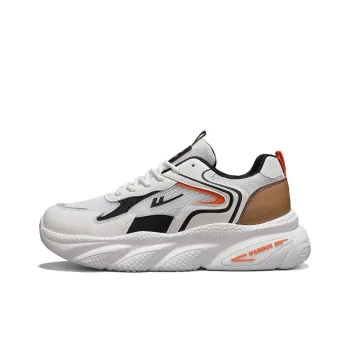 Warrior Anti Slip And Wear Resistant Breathable Low Top Chunky Sneakers Men's White Black Orange