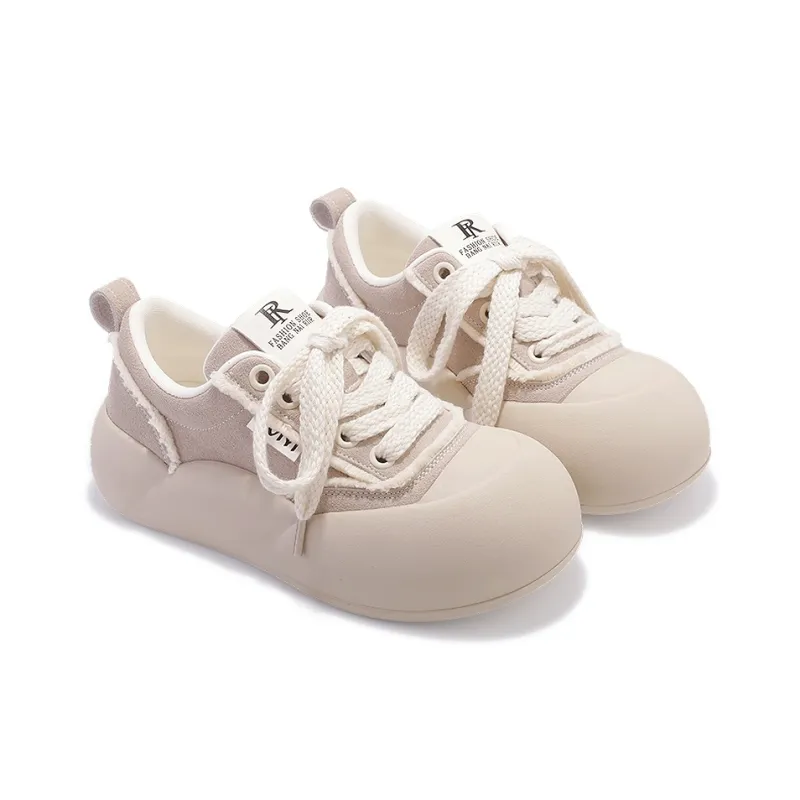 SNXR Slip Resistant Height Increasing Low Top Skateboard Shoes Women's Beige-5